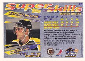 1995-96 Topps Super Skills - Platinum #26 Don Sweeney Back