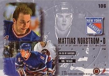1995-96 Ultra - Gold Medallion #106 Mattias Norstrom Back