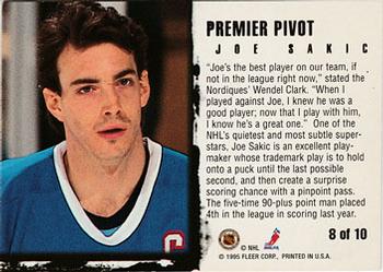 1995-96 Ultra - Premier Pivot Gold Medallion #8 Joe Sakic Back
