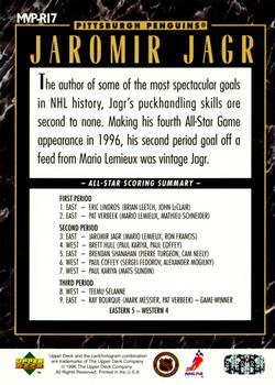 1995-96 Upper Deck - Predictors All-Star MVP Exchange #MVP-R17 Jaromir Jagr Back