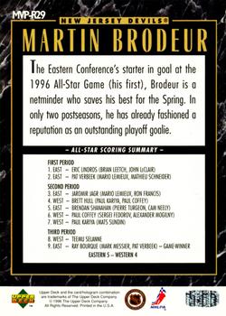 1995-96 Upper Deck - Predictors All-Star MVP Exchange #MVP-R29 Martin Brodeur Back