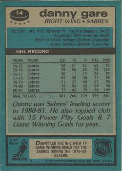 1981-82 Topps #14 Danny Gare Back