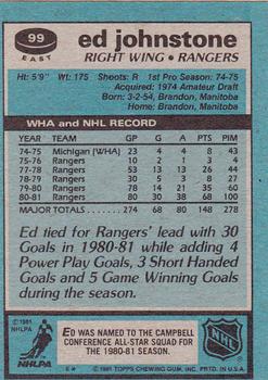 1981-82 Topps #E99 Ed Johnstone Back
