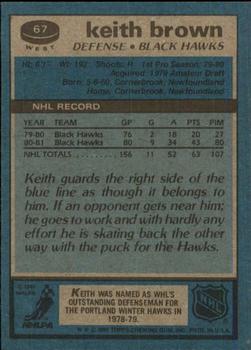 1981-82 Topps #W67 Keith Brown Back