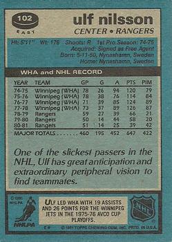 1981-82 Topps #E102 Ulf Nilsson Back