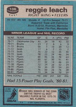 1981-82 Topps #E106 Reggie Leach Back