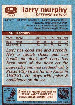 1981-82 Topps #W100 Larry Murphy Back