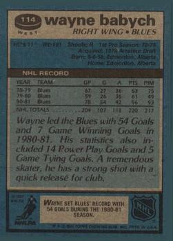 1981-82 Topps #W114 Wayne Babych Back