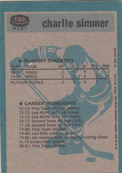 1981-82 Topps #W130 Charlie Simmer Back