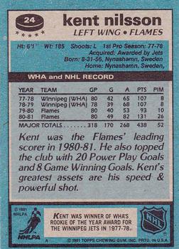 1981-82 Topps #24 Kent Nilsson Back