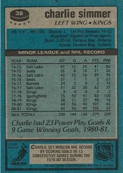 1981-82 Topps #35 Charlie Simmer Back