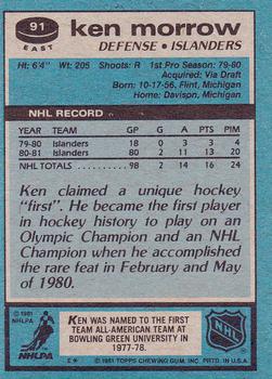 1981-82 Topps #E91 Ken Morrow Back