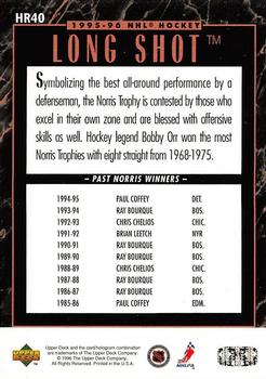 1995-96 Upper Deck - Predictors Hobby Exchange #HR40 James Norris Trophy Long Shot Back