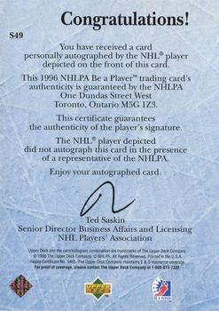 1995-96 Upper Deck Be a Player - Autographs #S49 Dino Ciccarelli Back