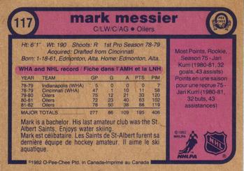 1982-83 O-Pee-Chee #117 Mark Messier Back