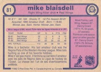 1982-83 O-Pee-Chee #81 Mike Blaisdell Back