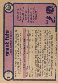 1982-83 O-Pee-Chee #105 Grant Fuhr Back