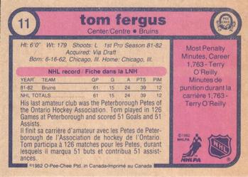 1982-83 O-Pee-Chee #11 Tom Fergus Back