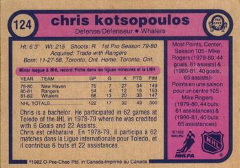 1982-83 O-Pee-Chee #124 Chris Kotsopoulos Back