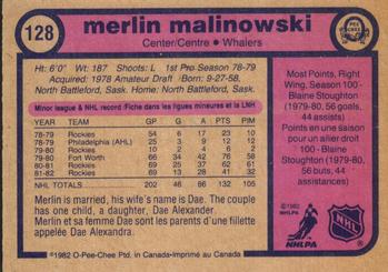 1982-83 O-Pee-Chee #128 Merlin Malinowski Back