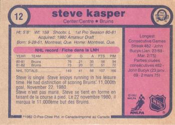 1982-83 O-Pee-Chee #12 Steve Kasper Back