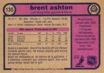 1982-83 O-Pee-Chee #135 Brent Ashton Back