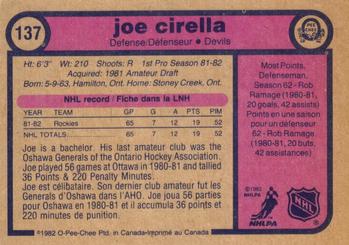 1982-83 O-Pee-Chee #137 Joe Cirella Back