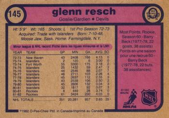 1982-83 O-Pee-Chee #145 Glenn Resch Back