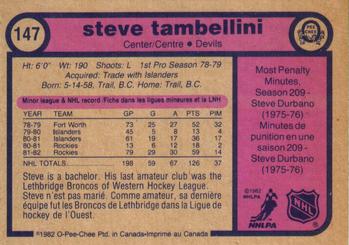 1982-83 O-Pee-Chee #147 Steve Tambellini Back