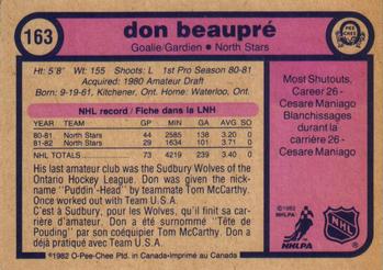 1982-83 O-Pee-Chee #163 Don Beaupre Back