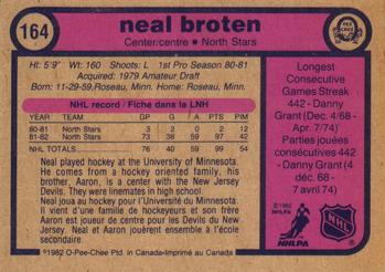 1982-83 O-Pee-Chee #164 Neal Broten Back
