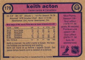 1982-83 O-Pee-Chee #179 Keith Acton Back
