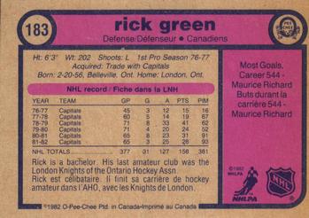 1982-83 O-Pee-Chee #183 Rick Green Back