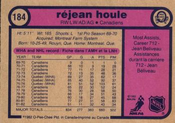 1982-83 O-Pee-Chee #184 Rejean Houle Back