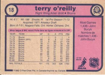 1982-83 O-Pee-Chee #18 Terry O'Reilly Back