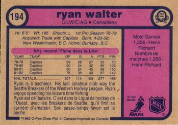 1982-83 O-Pee-Chee #194 Ryan Walter Back
