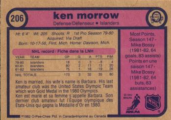 1982-83 O-Pee-Chee #206 Ken Morrow Back