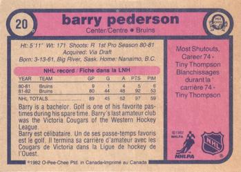 1982-83 O-Pee-Chee #20 Barry Pederson Back
