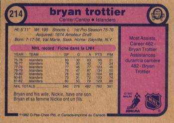 1982-83 O-Pee-Chee #214 Bryan Trottier Back