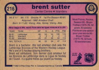 1982-83 O-Pee-Chee #216 Brent Sutter Back