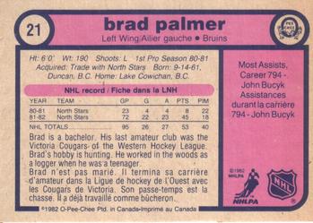 1982-83 O-Pee-Chee #21 Brad Palmer Back