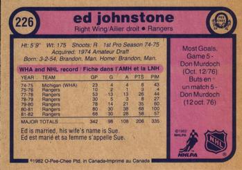 1982-83 O-Pee-Chee #226 Ed Johnstone Back