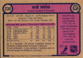 1982-83 O-Pee-Chee #230 Eddie Mio Back