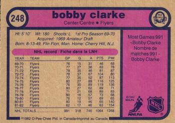 1982-83 O-Pee-Chee #248 Bobby Clarke Back