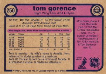 1982-83 O-Pee-Chee #250 Tom Gorence Back