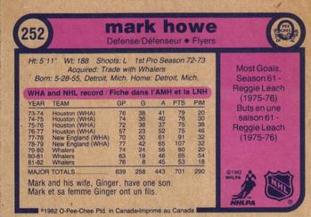 1982-83 O-Pee-Chee #252 Mark Howe Back