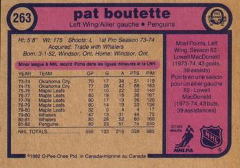 1982-83 O-Pee-Chee #263 Pat Boutette Back