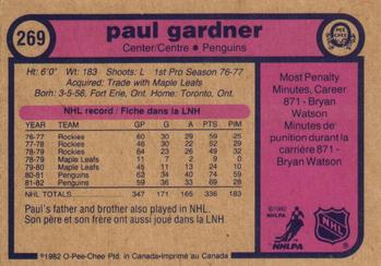 1982-83 O-Pee-Chee #269 Paul Gardner Back