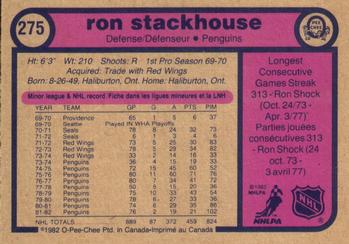 1982-83 O-Pee-Chee #275 Ron Stackhouse Back