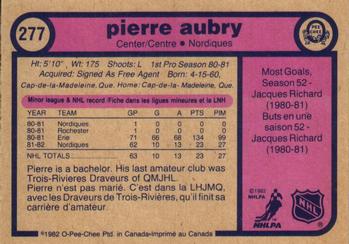 1982-83 O-Pee-Chee #277 Pierre Aubry Back